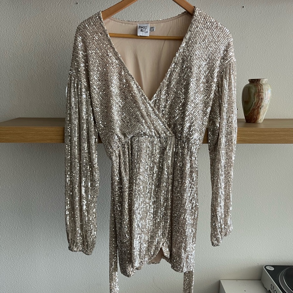 Princess Polly Sequin Wrap Dress